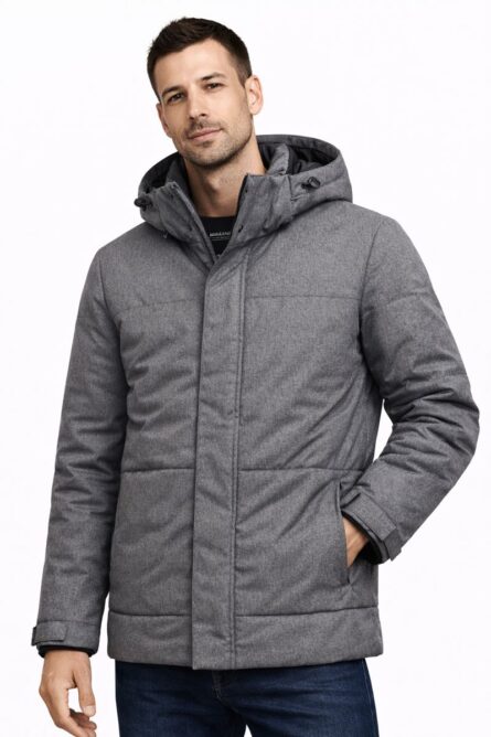 Chamarra Acolchada Banana Republic Hombre Gris con Capucha - Imagen 3