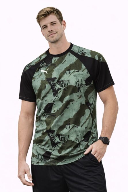 Playera Puma Deportiva para Hombre Camuflaje Verde - Imagen 2