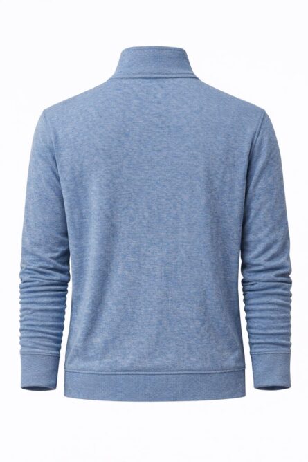 Suéter Ralph Lauren Hombre Azul Jaspeado con Cierre Medio Quarter-Zip - Imagen 3