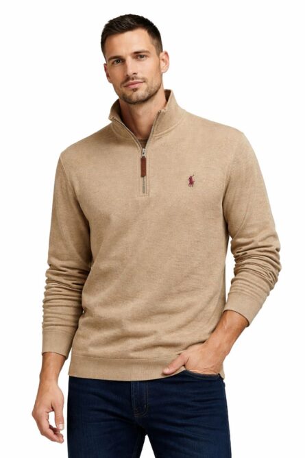 Suéter Ralph Lauren Hombre Beige con Cierre Medio Quarter-Zip - Imagen 2