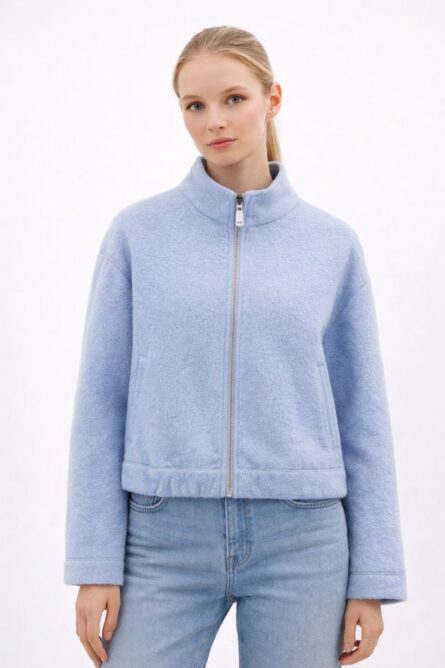 Chamarra Zara para Mujer Azul Claro con Cierre - Imagen 2